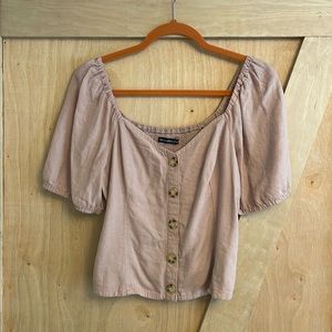Abercrombie Dusty Rose Puff Sleeve Top